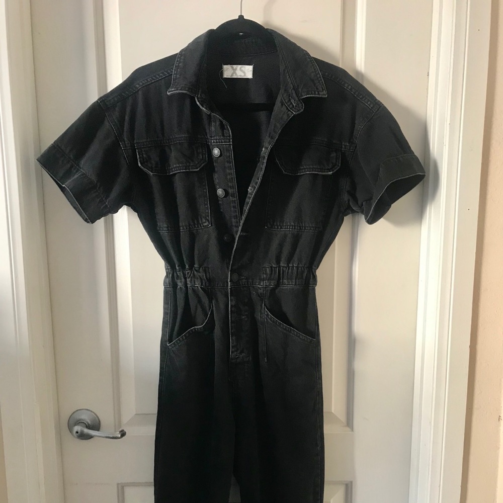 Free People Marci Coverall in Iron Black